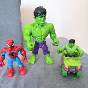 Spiderman and Hulk Action Figures Set of 3